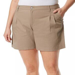 Gloria Vanderbilt Womens Brown Pockets Pleated Chino Shorts Plus Sz 20W New